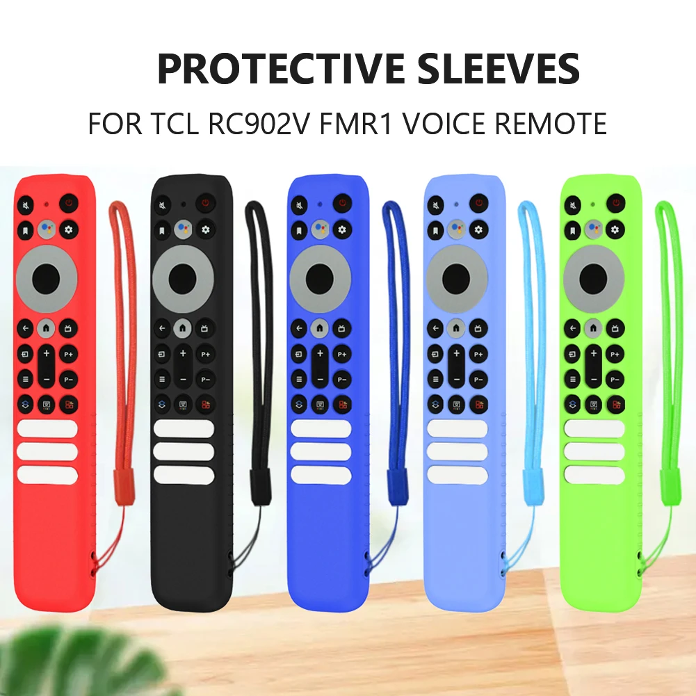 Silicone Remote Control Cover with Lanyard Anti Slip Remote Control Protector Repalcement Parts for TCL RC902V FMR1 Voice Remote