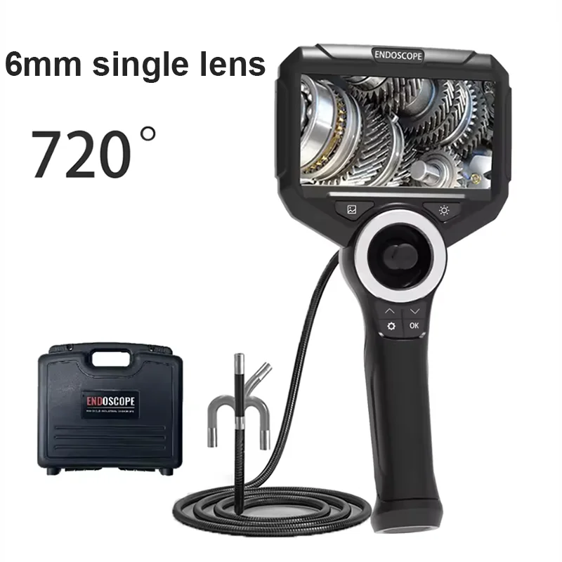 

720° Rotation 4 Way Articulating Inspection Camera 1080P 3.9MM/6MM Pipe Industrial Endoscope Camera 5" IPS Screen for Car Sewer