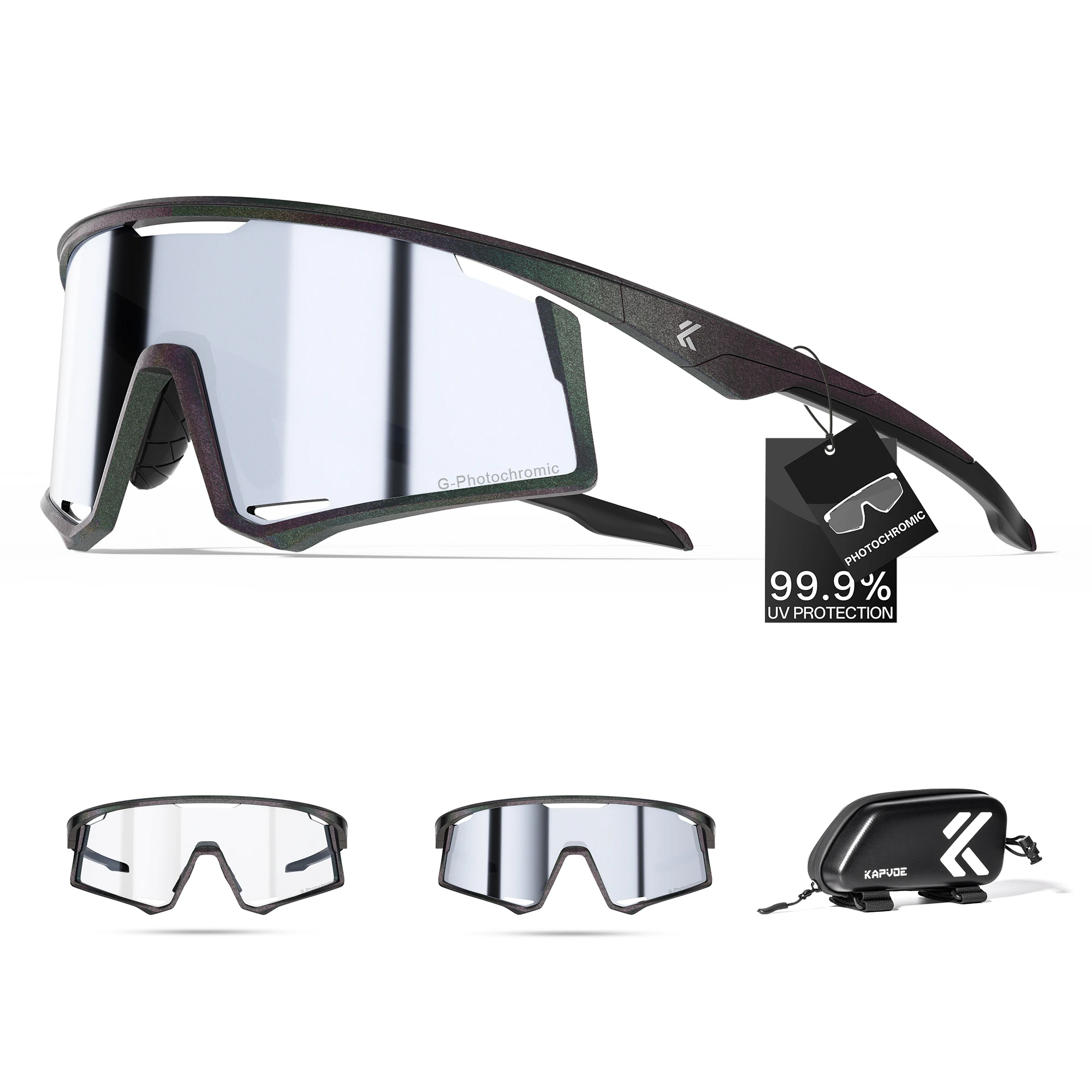 

KAPVOE New Outdoor Photochromic Cycling Glasses Road Sports Running Hiking Sunglasses Bike Men Women MTB Bicycle UV400 Goggles