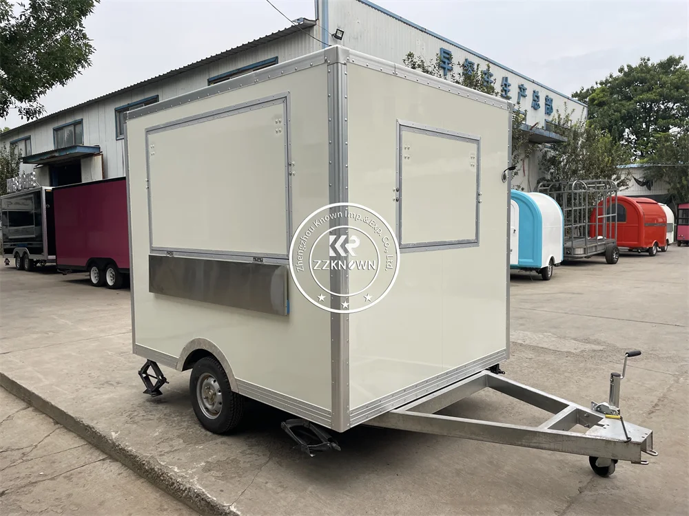 Camion alimentare in acciaio inossidabile con attrezzature da cucina Concessione Street Coffee Hot Dog Chiosco Rimorchio per camion di cibo