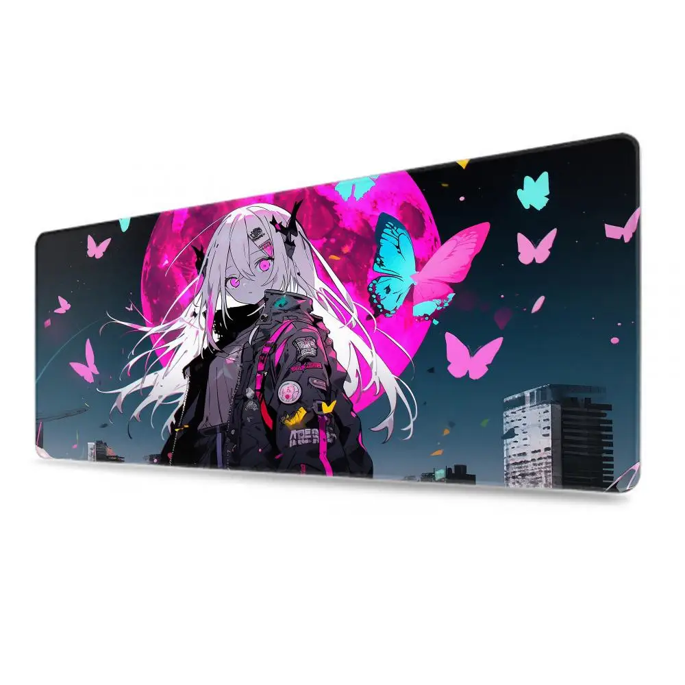 Anime Girl Mouse Pad XXL Gaming Accessories Office Gamer Keyboard Desk Mat Non-Slip Laptop Large Rubber Pink Butterfly Mousepad