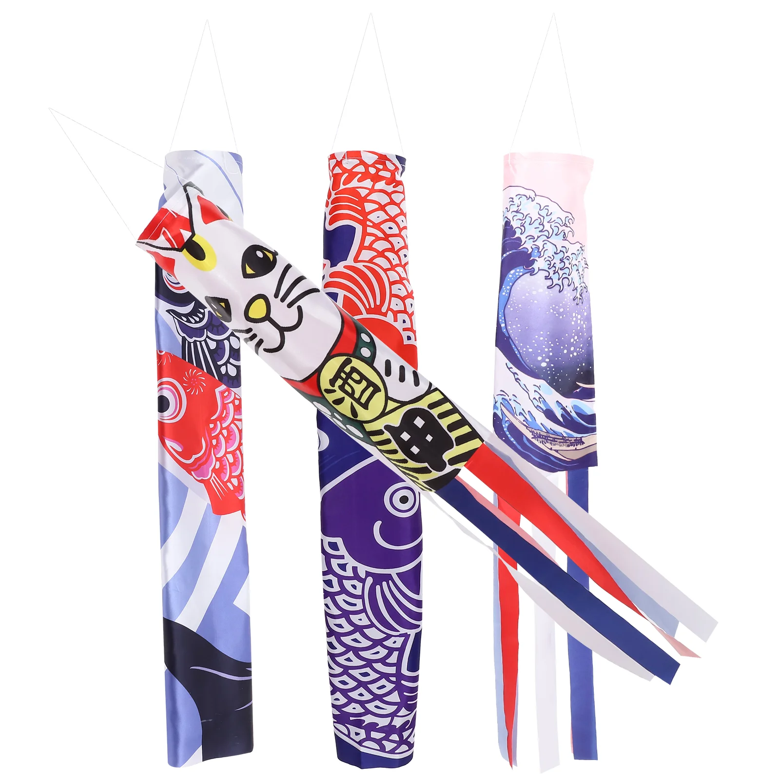 

4 Pcs Carp Streamer Japanese Koinobori Windsock Outdoor Sign Hanging Decor Restaurant Windsocks Garden Decorative Flag Tassel