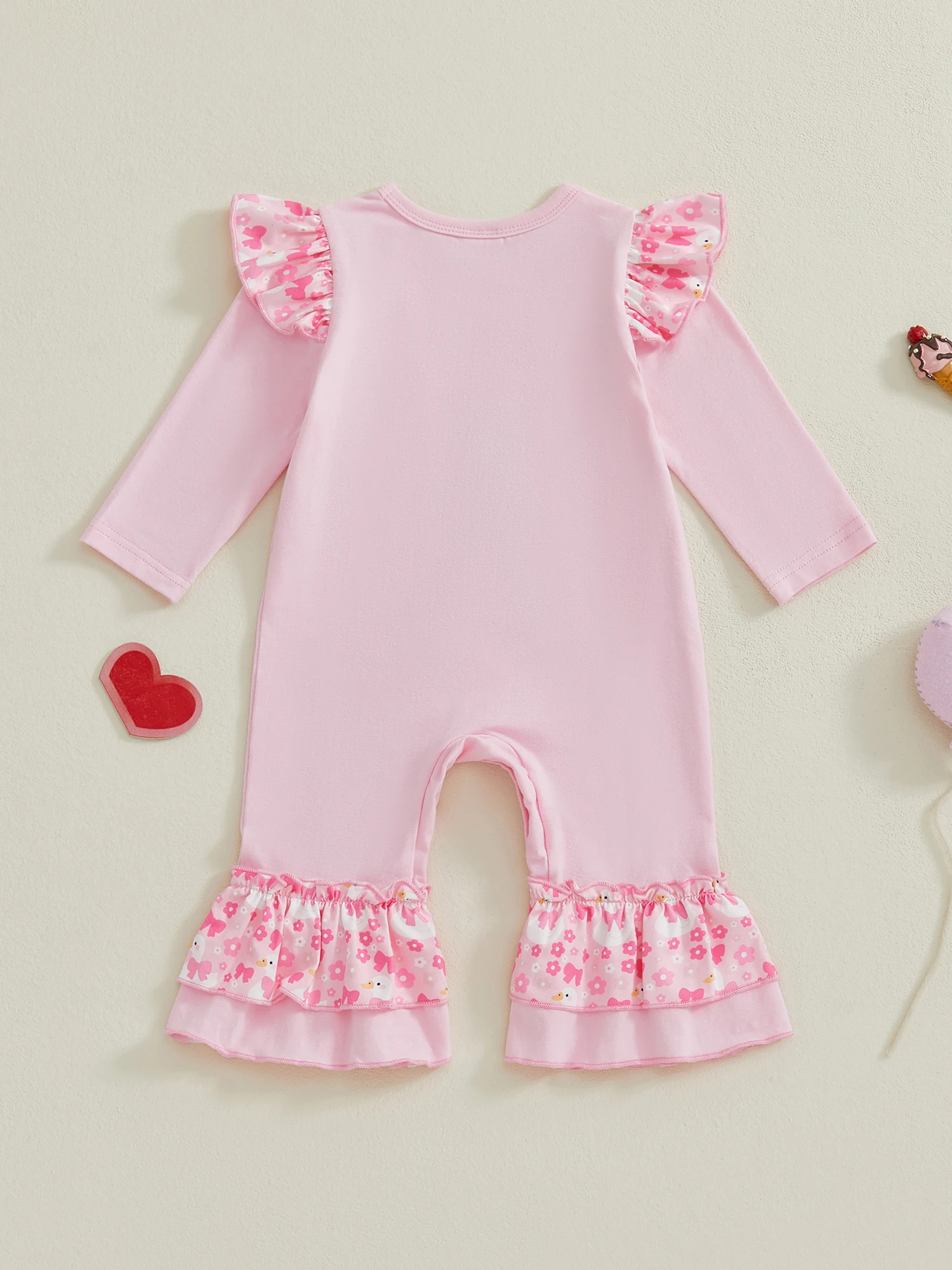 Body d'automne pour bébés filles, avec adorable broderie de canard, manches longues et encolure ronde pour un Look élégant
