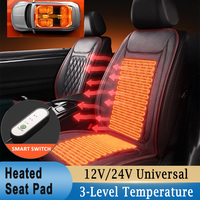 12V/24V Universal Car Electric Heated Seat Pad Cover Flannel 1/2 Seat 30s Fast Heating Cushion with 3-Level Intelligent Switch