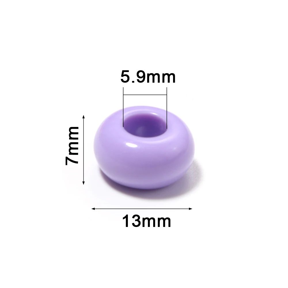 50pcs/lot Big Hole Acrylic Spacer Beads Colorful Flat Round Loose Abacus Beads For DIY Handmade Bracelet Keychains Accessories