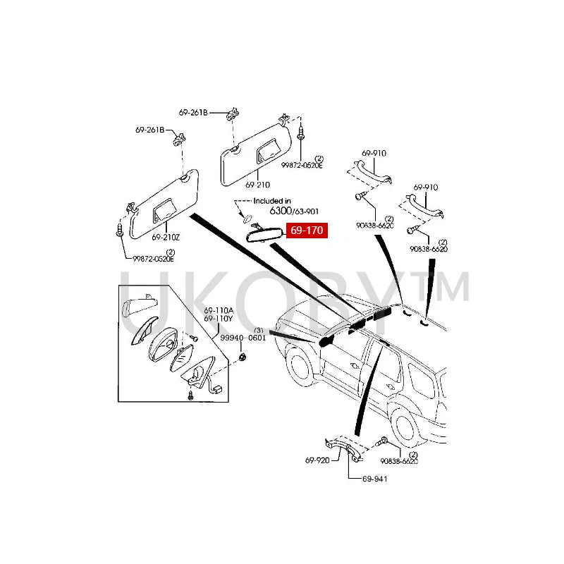 HG8269220AL1 HG8269220A Suitable for Ma zd a 3 and 6 Rearview mirror, interior mirror, reverse mirror, endoscope