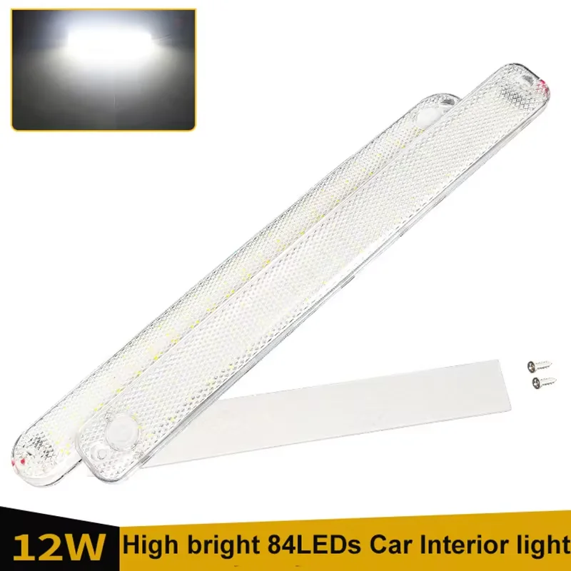1PC 84LED Car Interior Light Bar 12V-80V Car Reading Lamp With Switch For Van Bus Caravan RVs Trunk Luggage Compartment Light