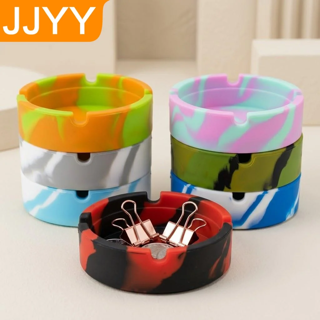 Glow in the Dark Portable Silicone Ashtray Round Holder Colo