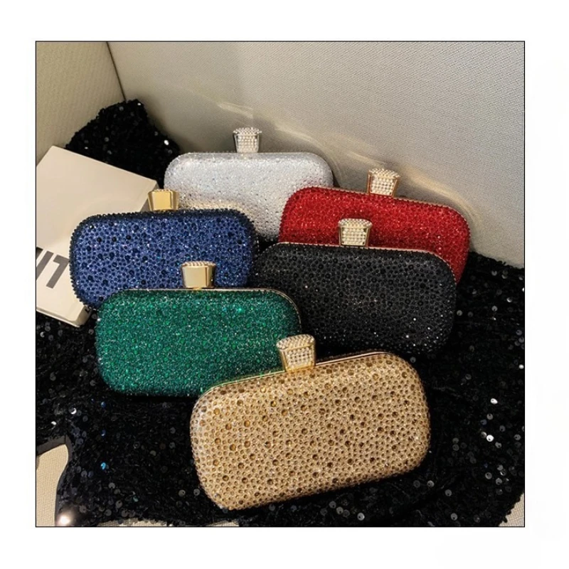 

Luxury Rhinestone Ladies Clutch Bags Wedding/prom/birthday Party Night Evening Purse Elegant Dark Green Red Diamonds Handbag