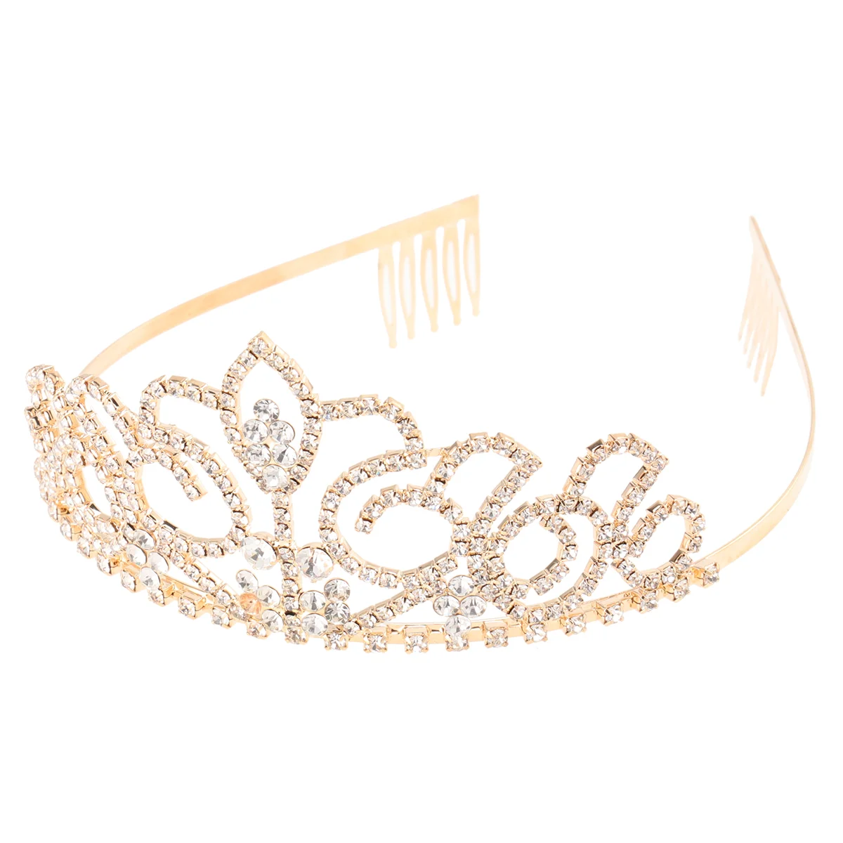 

Wedding Bridal Prom Shining Crystal Rhinestones Crown Tiara Headband (Gold) Crystal rhinestone headband