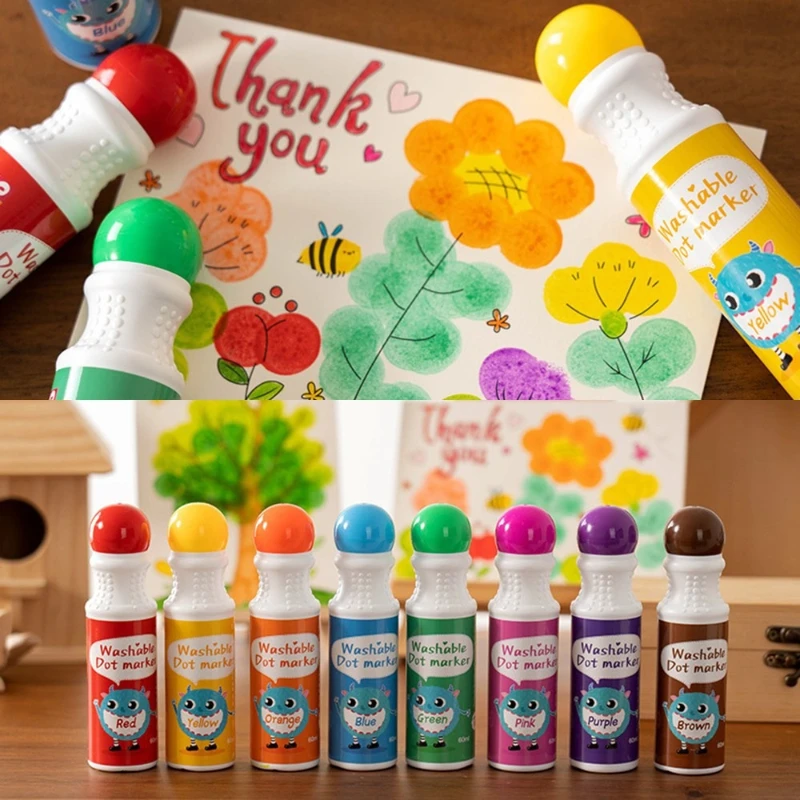 6/8 Colors Glitter Dot Marker Set Sparkle Watercolor Dot Pens DIY Graffiti Hand Drawing Art Stationery