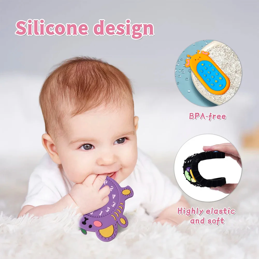 1Pc Remote control Shape teether silicone bite baby touch button animal toys Kids Sensory Educational Teething Toy for newborn