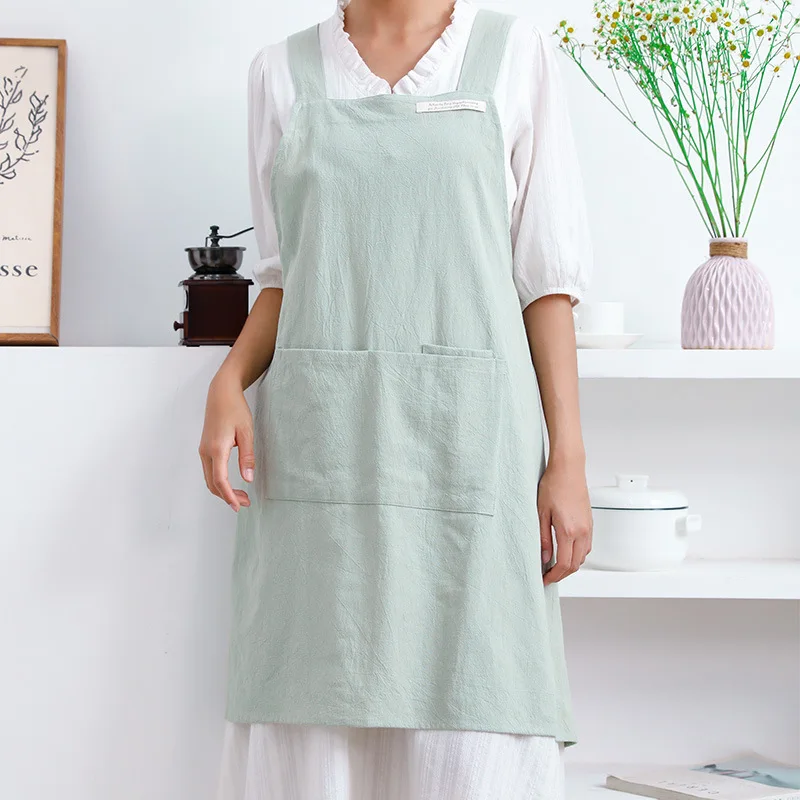 Japanese and Korean Cotton and Linen Aprons Home Clean Kitchen Cover Up Flower Shop Painting Vintage Strapless Cross Apron