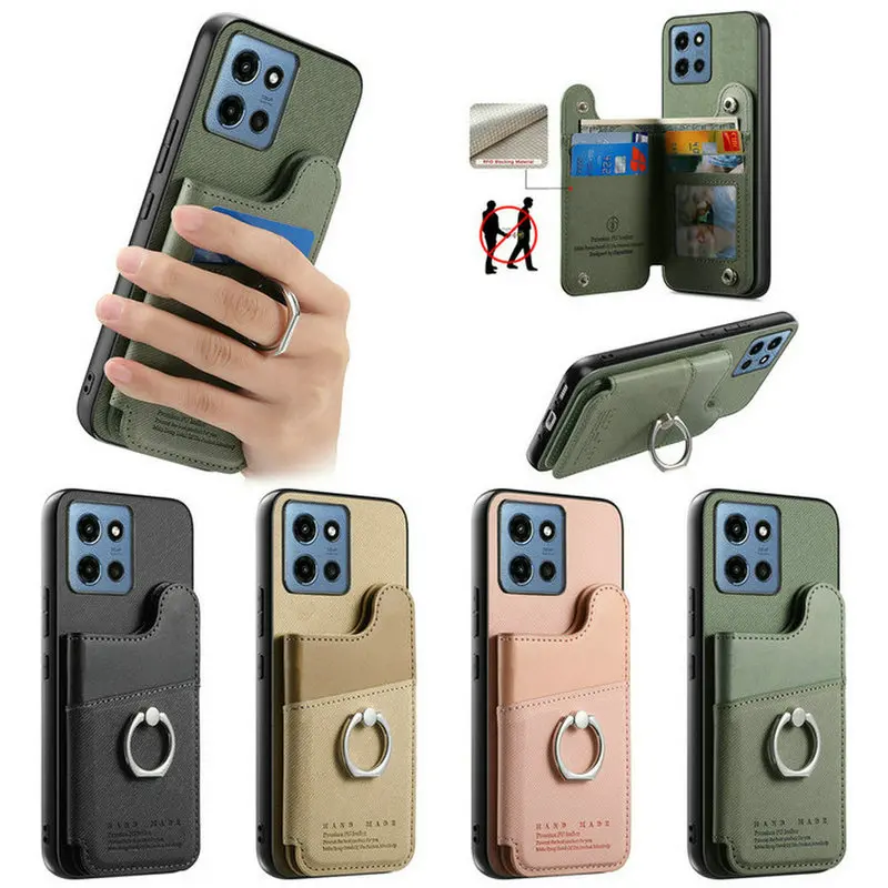 Für Motorola G56 5G RFID Leder Brieftasche Ring Zurück Abdeckung Moto G56 G66J G66Y G96 G85 G75 G35 G15 G05 g84 G54 G04 G24 Power Funda