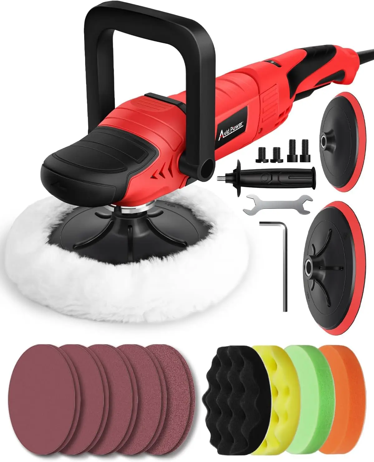 

1200W Rotary Car Buffer Polisher, 6-Speed 1000-3500 RPM, Dual Backing Plates, Complete Detailing Kit