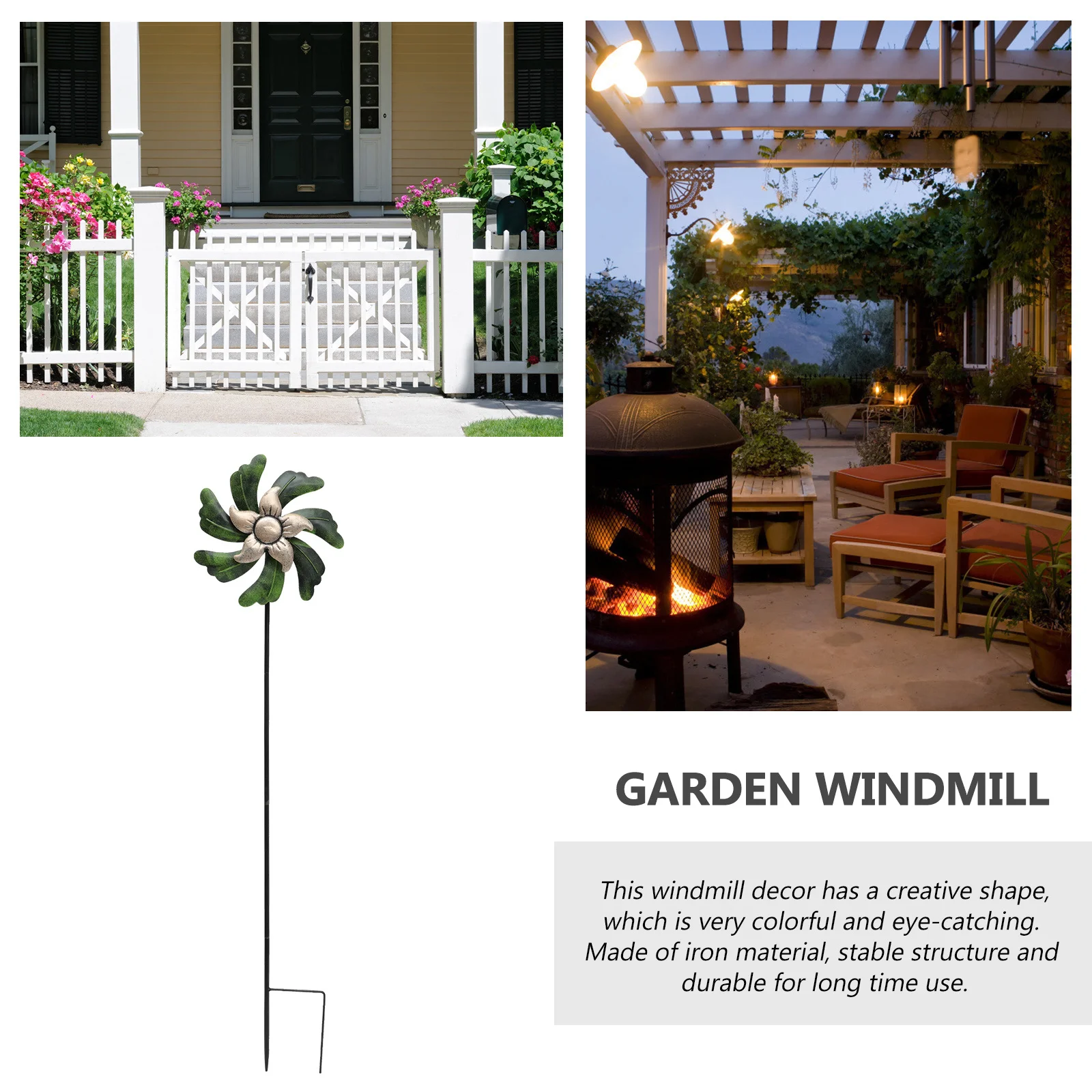 

Outdoor Decorative Windmill Colorful Iron Garden Pinwheel Adornment Yard Lawn Ground Insert Windmill Outdoor Decoration