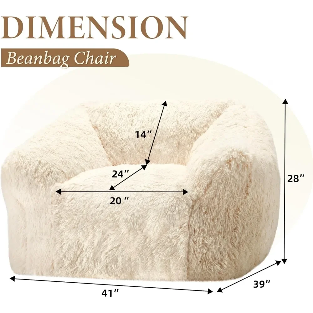 Giant Bean Bag Chair for Adults,Large Bean Bag Sofa with Armrests&Stuffed Memory Foam