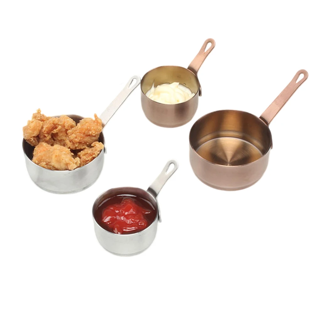 50ml/100ml Mini Sauce Pan Multi-purpose Corrosion-resistant 304 Stainless Steel Measuring Cups With Hanging Hole Handle