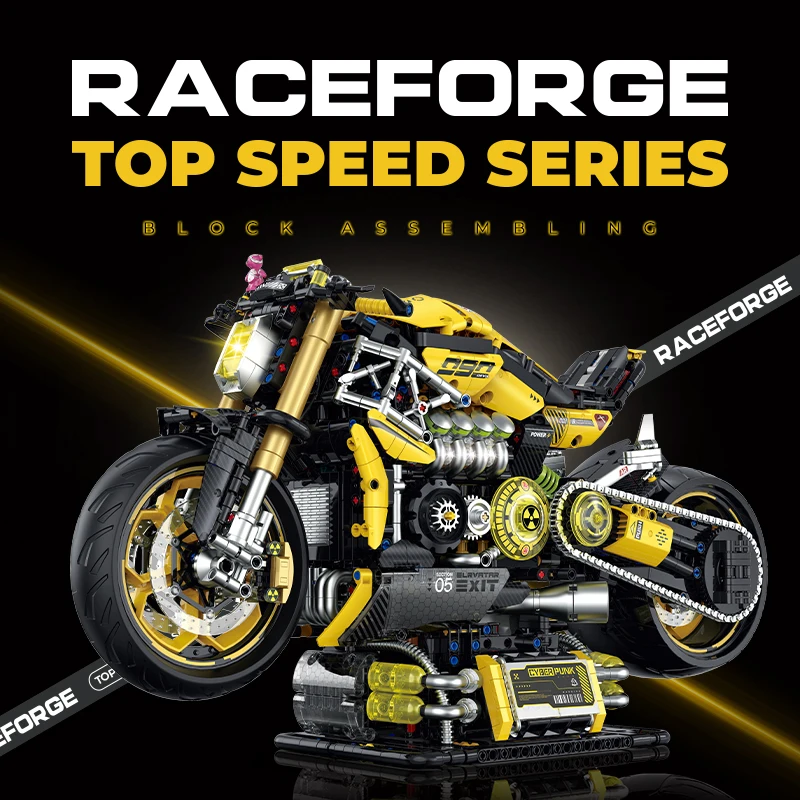 Nowy zestaw klocków konstrukcyjnych 1:5 Big Cyberpunk Motorbike Zestaw klocków DIY Zabawki montażowe Techniczne prezenty dla dzieci i dorosłych 2500 sztuk