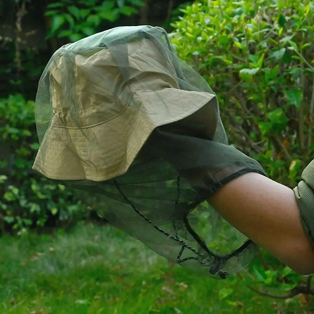 في الهواء الطلق رئيس قناع الوجه قبعة صافي غطاء مكافحة البعوض قبعة الصيد شبكة تنفس غطاء رأس البعوض يغطي صافي شبكات مرنة Tr C7Z5 #1