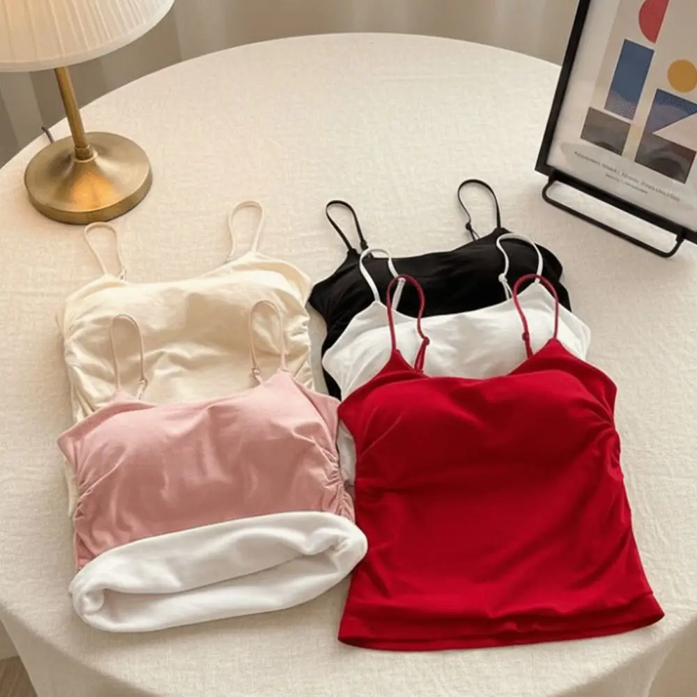 Sexy Thicken Thermal Tops Solid Color Sleeveless Warm Undershirt Slim Crop Top Autumn Winter