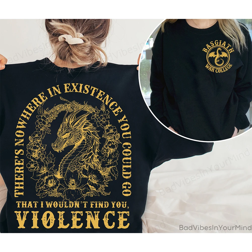 Femmes Y2K haut rétro sweat quatrième aile Dragon Rider Basgiath guerre collège sweat fantaisie académique Bookish sweat haut