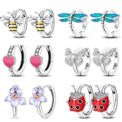 Women's Spring 925 Silver Butterfly Dragonfly Flowers Color Original Romantic Sweet Earrings Fit for Party Delicate Gift Jewelry