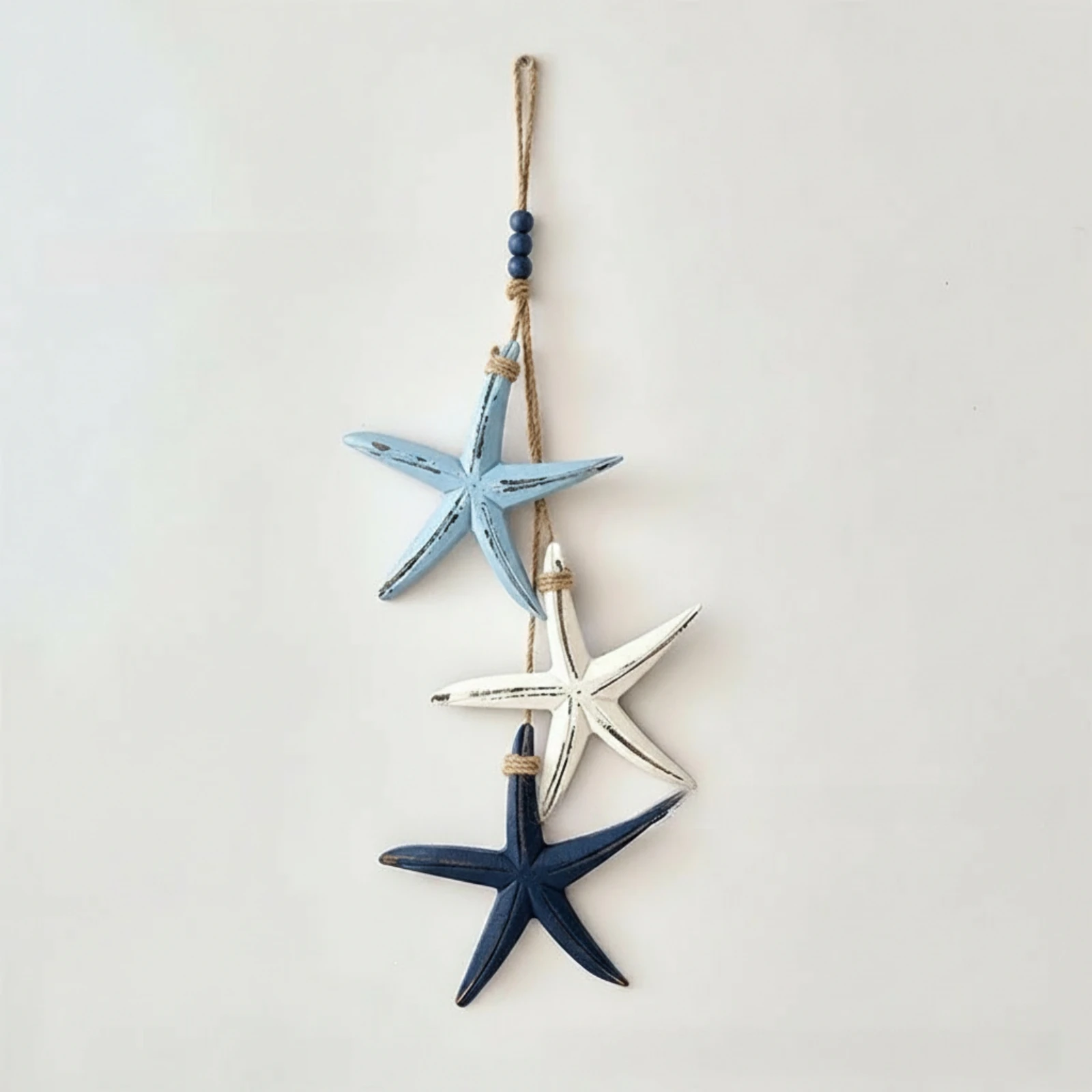 Wooden Sea Star Hanger Ocean Theme Coastal Wall Hanging Decor Sea Star Ornament Artisanal Nautical Hanging Wall Decor