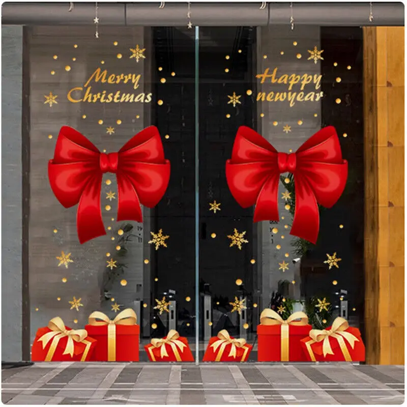 Merry Christmas Window Stickers Wall Sticker Xmas Decals Christmas Decorations for Home Shopping Mall Store Office Window