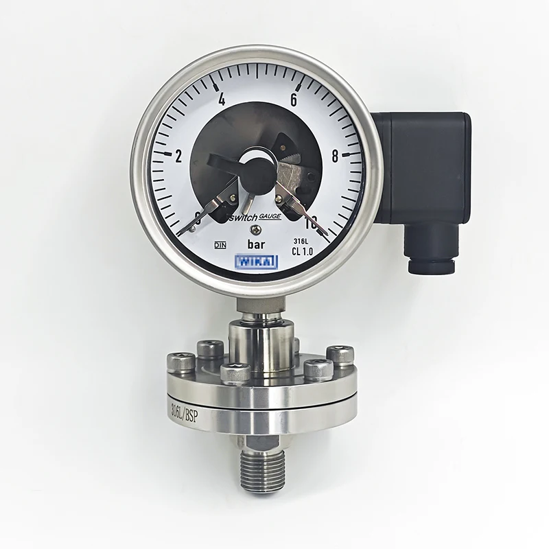 DN25 DN50 316L threaded flange connection lined with stainless steel diaphragm pressure gauge