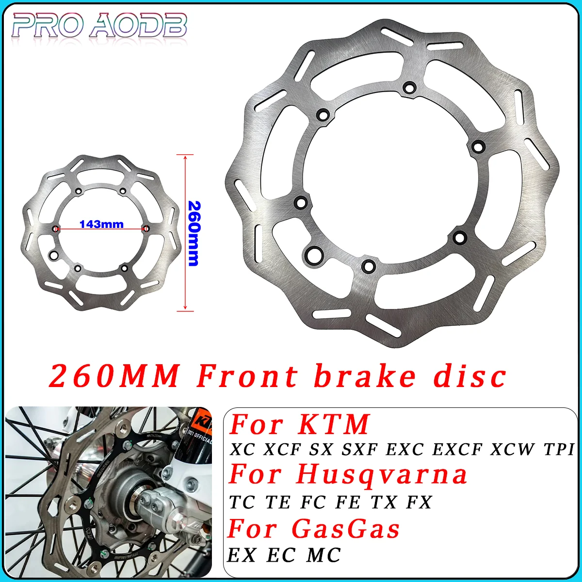 

Motorcycle 260mm Front Brake Disc Wave Floating Rotor For KTM Husqvarna GAS GAS EXC SX SXF XC XCF XCW TC TE FE FC TX FX EX EC MC