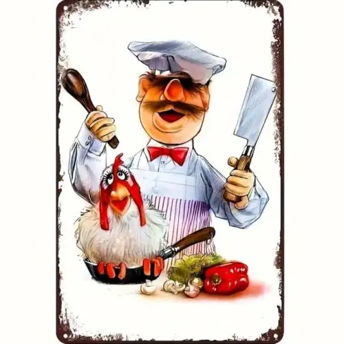 1 pcs,Vintage Muppets  Metal Sign Swedish Chef Retro Wall Decor 12 x 8 Inch