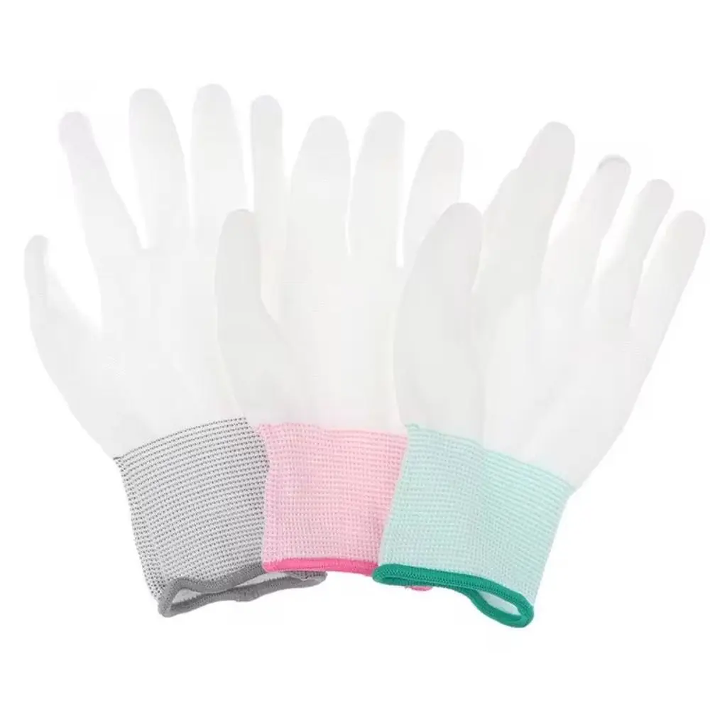 12 Pair Thin Antistatic Gloves Rubberized Safety ESD Electronic Working Gloves Palm Coated Antiskid PU Palm Coated Work Gloves