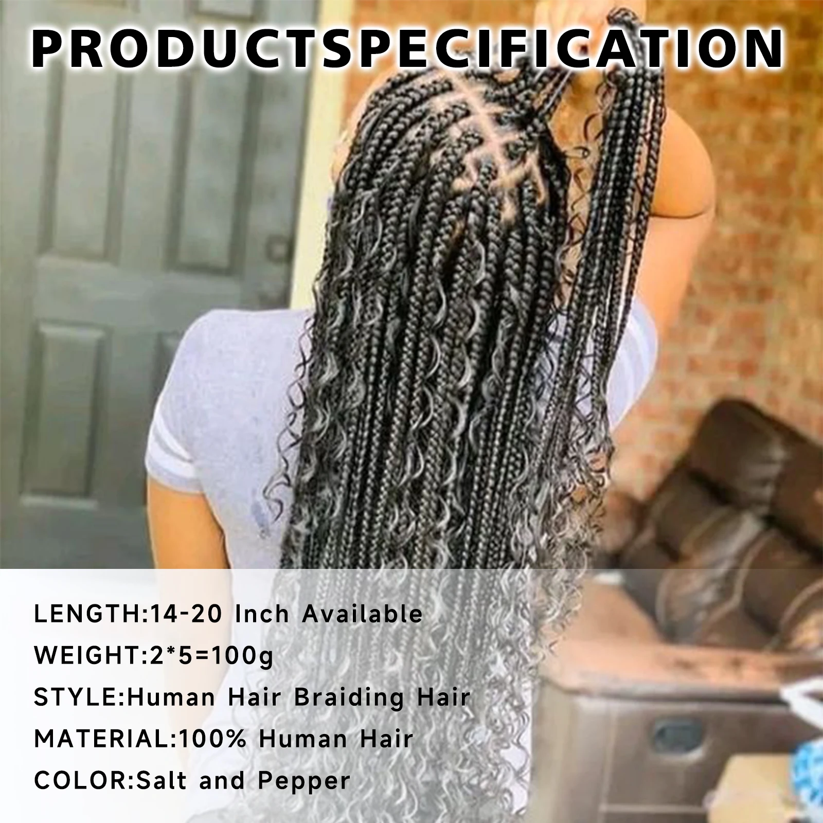 Ombre Grey Curly Human Hair Braiding For Boho Braids 14/16A Deep Wave Double Drawn Bulk Hair Extensions With Baby Hair 3 Bundles