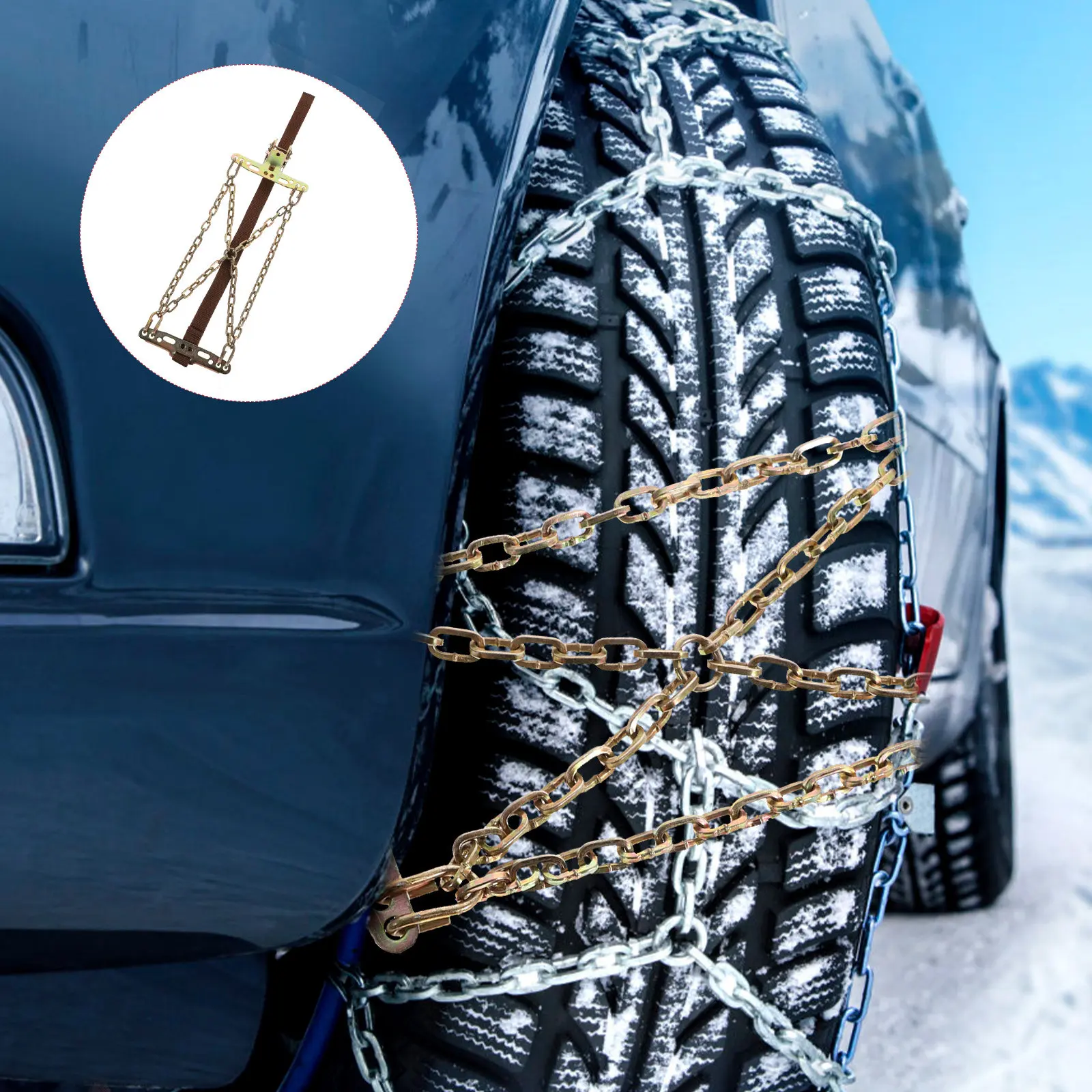 1Pcs Universal Metal Tire Chains Anti-Skid Snow Chains for Cars Trucks Suvs High Friction Grooves Silent Operation Easy Install