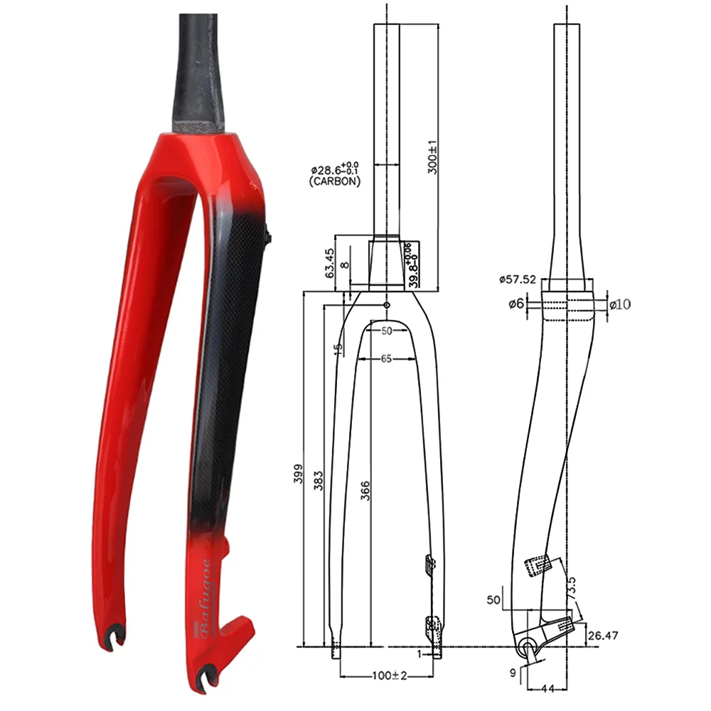 MTB Carbon Bicycle Fork, Downhill, Travel, Rigid, Mountain Bike, Front Fork, Fiber Tapered, Road Bike, 1-1/2, 400g