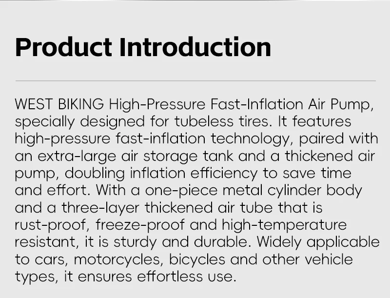 WEST BIKING 160PSI Fahrradpumpe Tragbare Schnellaufpumppumpe mit Manometer für Presta- und Schrader-Ventile E-Bike MTB Rennrad-Pumpe – Detail 2