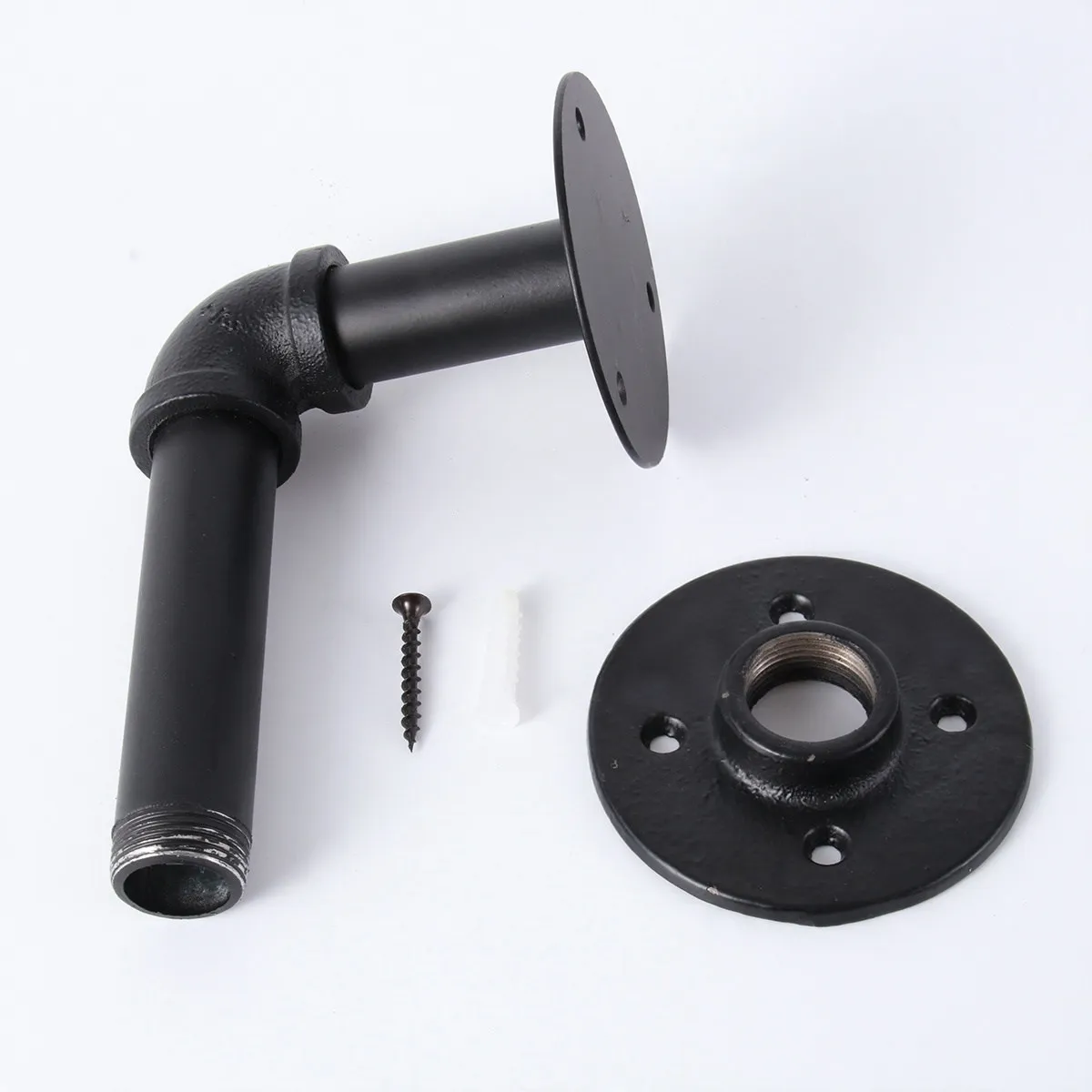 2Pcs Heavy Duty Industrial Iron Pipe Shelf Bracket Retro Black Flange Floating Shelf Support for Bookshelf Garden Table Corner