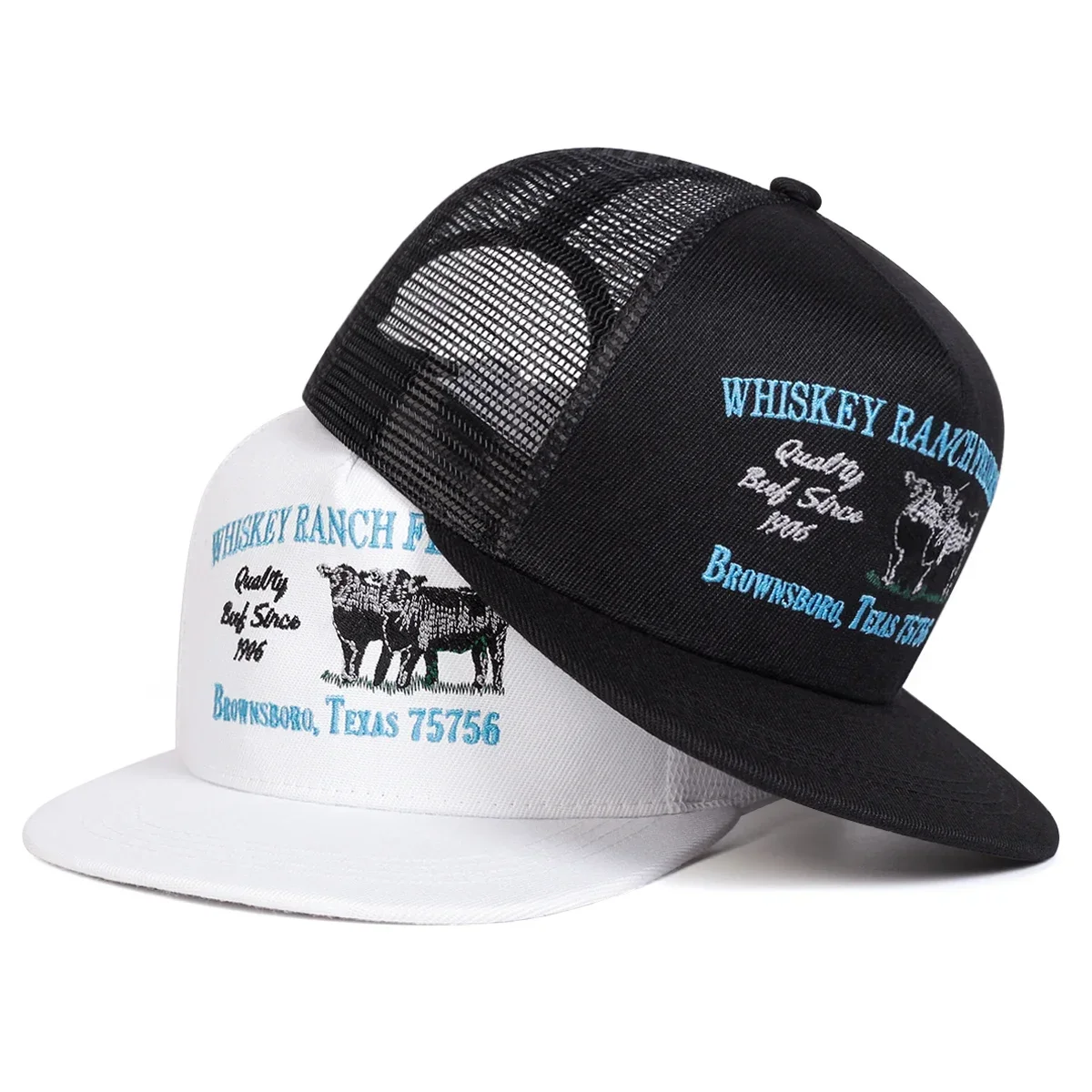 Unisex WHISKEY RANCH FEEDERS Hip-Hop-Netzhüte mit Stickerei, für Frühling und Sommer, für den Außenbereich, verstellbar, lässige Baseballkappen, Sonnenschutzhut, Mütze
