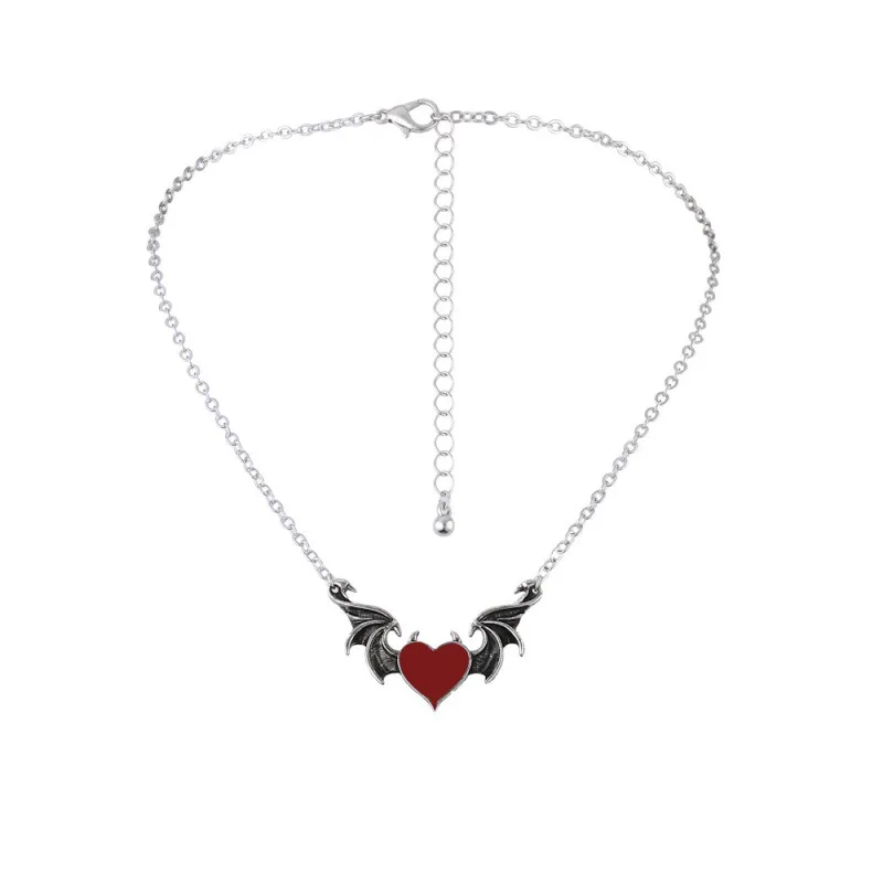 Aesthetic Goth Devil Heart Barbed Wire Choker Necklace Punk Hip Hop Jewelry Y2K Vampire Little Thorns Chain Choker Gift