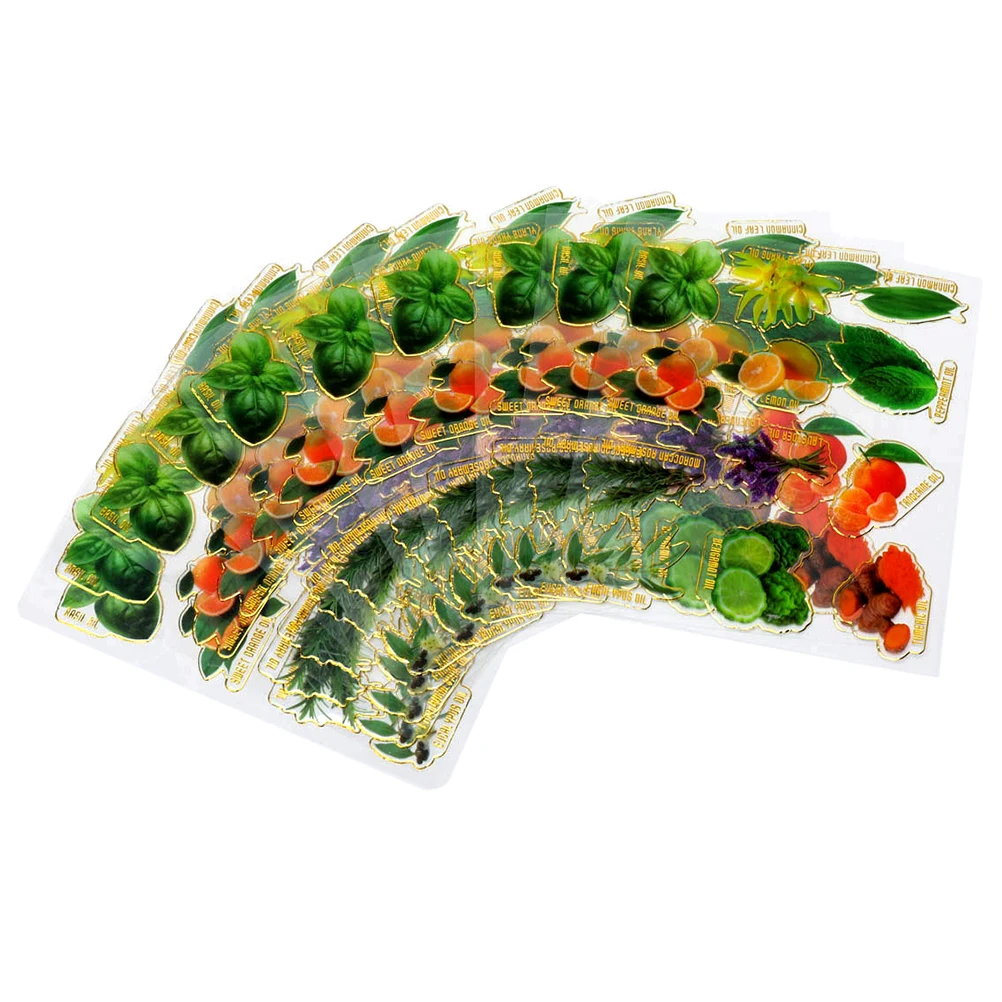 

10 Sheets Essential Oil Bottle Labels Set Self Adhesive Stickers Waterproof for Glass Roller Perfume Lip Balm Bottle