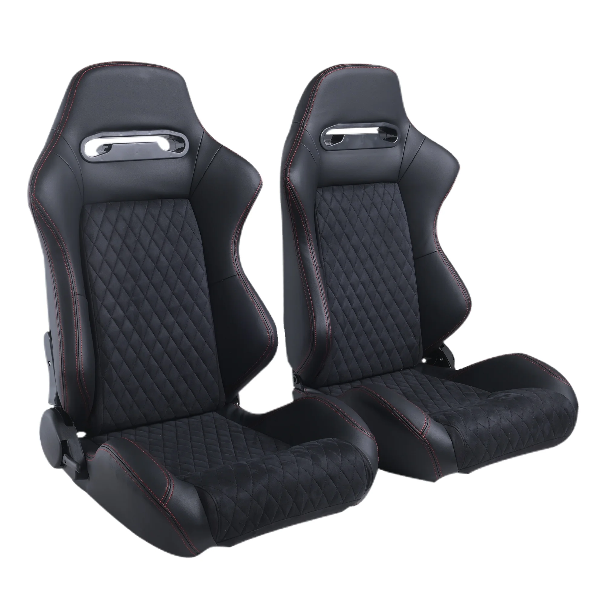 Full Black PVC Leather With Double Slider Car Racing Seats Reclinable Luxury Racing Sport Seats