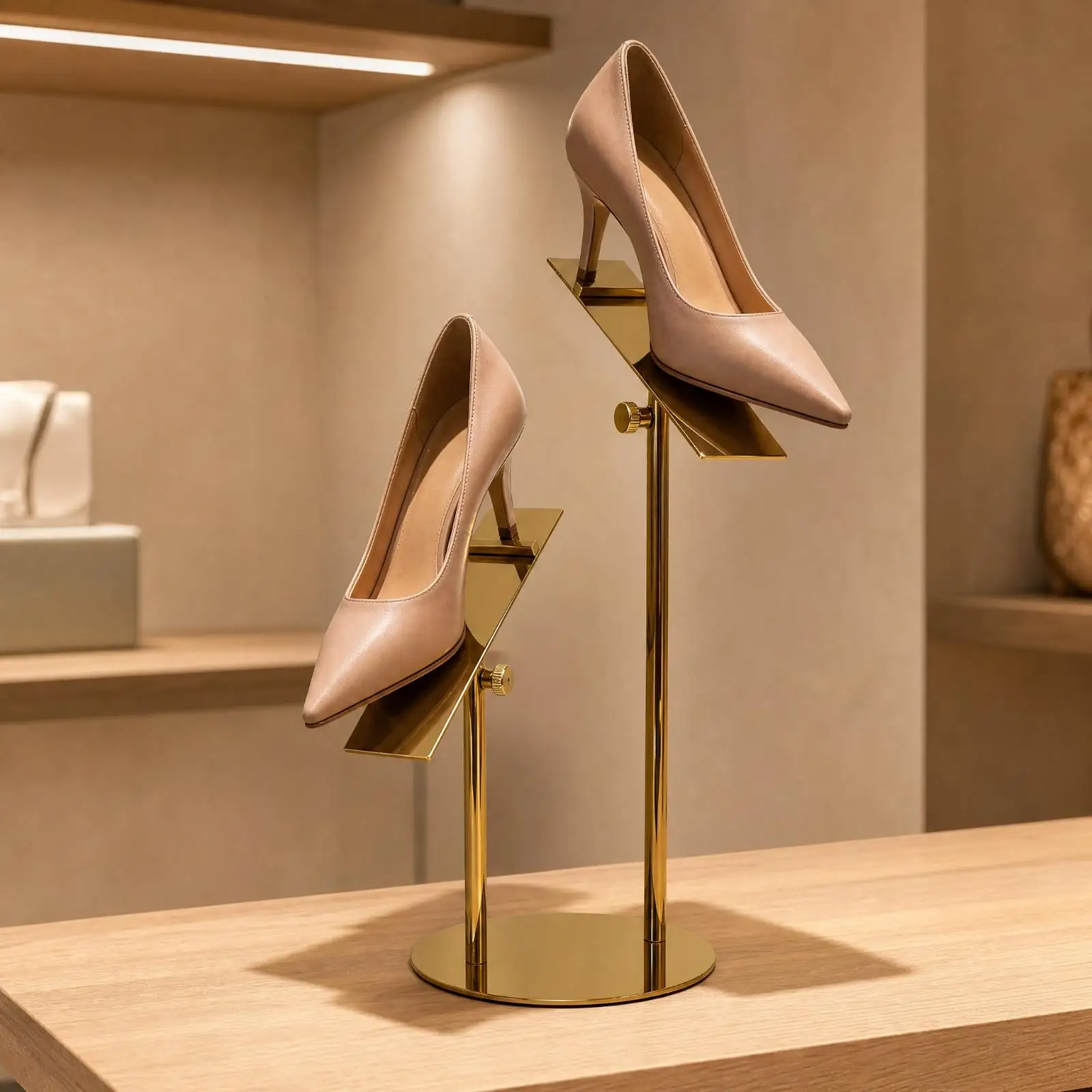Elevated Shoe Display Rack Stainless Steel Showcase Pedestal for Retail Display Stand Single Sneaker Holder Photography