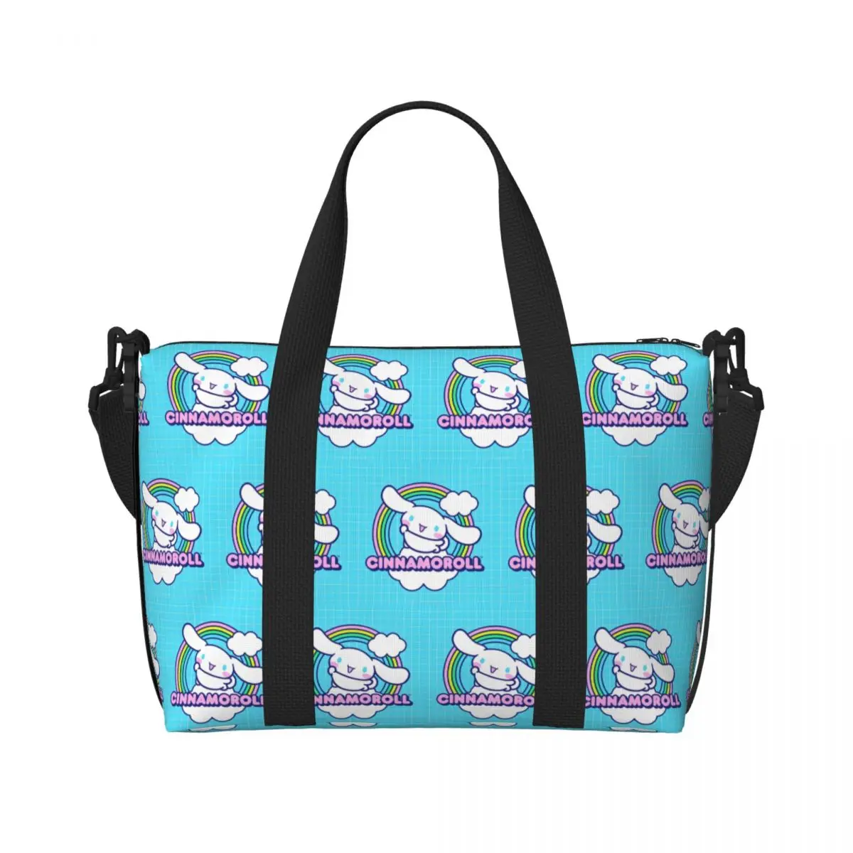 

Custom Cartoon Sanrio Cinnamoroll Beach Tote Bag Women Extra Large Gym Carry On Kawaii Anime Travel Shopping Bags