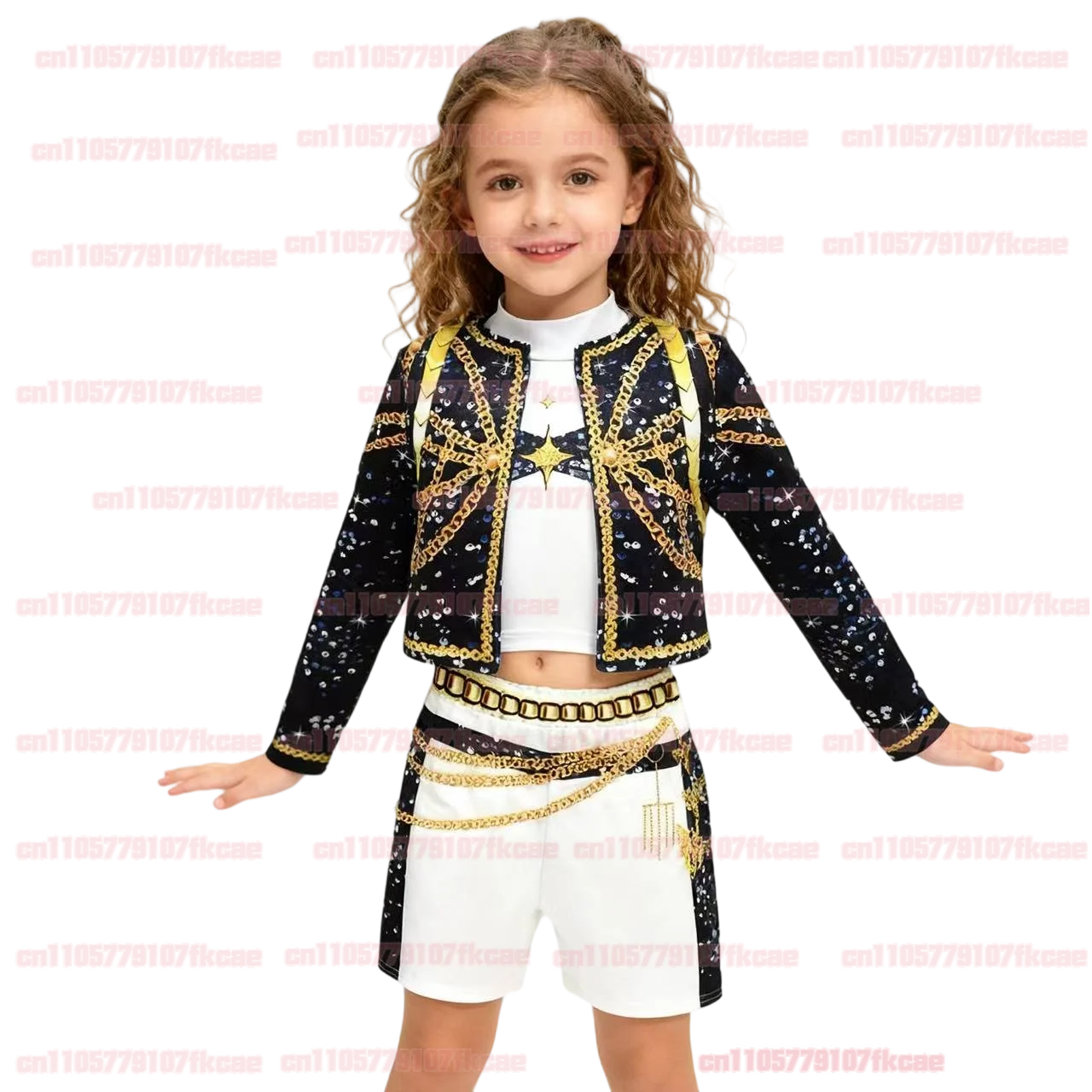 KPOP rumi zoey mira kids girls Black Golden Demon Cosplay Costume Children's Performance Clothes for Halloween costume