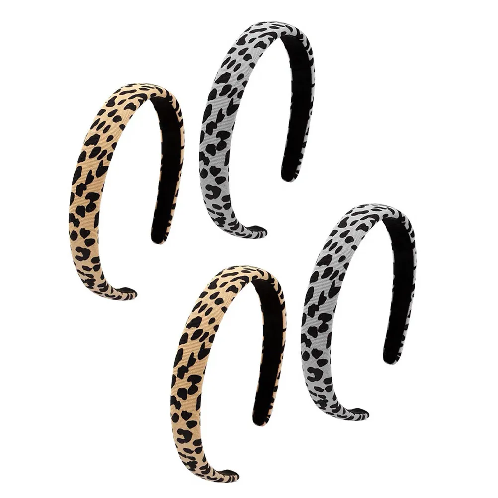 

4Pcs Leopard Headbands Cloth Hair Hoops Wide Hairbands for Women Daily Decoration Charming Hair Accessories