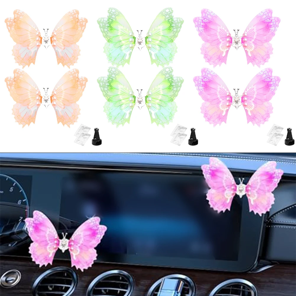 

6PCS Car Outlet Vent Perfume Clips Car Dashboard Moving Butterfly Ornaments Air Outlet Aromatherapy Decoration ﻿