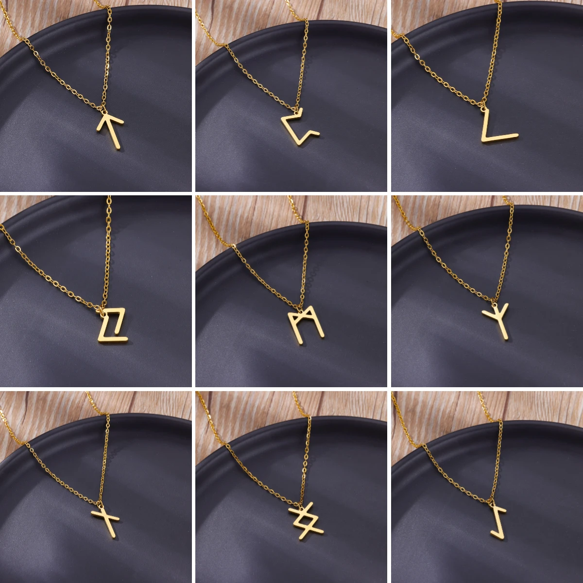 

Viking Petite Rune Layering Necklace Elder Futhark Runes Feminine Delicate Norse Runic Pendants Minimalist Jewelry for Women