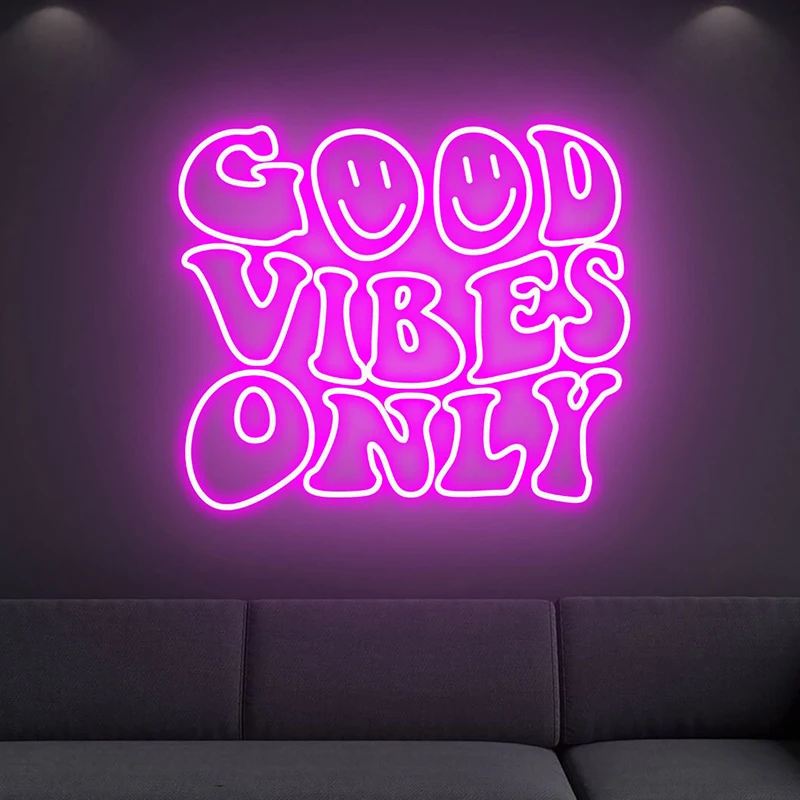 Good Vibes Only Neon Sign Led Neon Sign Custom Wedding Party Event Wall Artwork Decor Night Light Bedroom Aesthetic Neon Signs