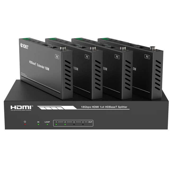 

18Gbps 1x4 4K UHD HDMI HDBaset Splitter Distribution Amplifier Kit 4 Receivers